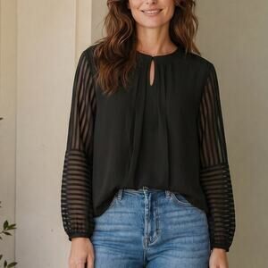 Soft Surroundings Womens Green Moonstone Blouse Top Large Velvet Burnout Sleeve